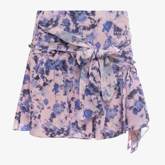 NEW ISABEL MARANT Filao Bow-Detailed Silk Crepe De Chine Mini Skirt Sz 36 Floral - Picture 4 of 11